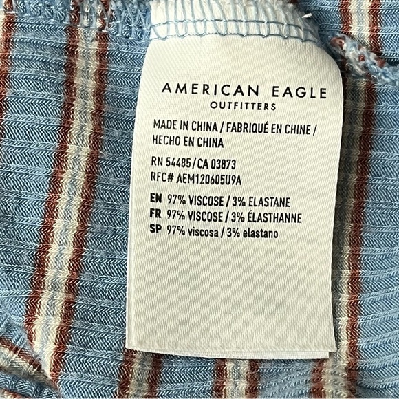 American Eagle Baby Tee Cropped Knot Striped Womens Knit Top M Retro Y2k Preppy - Picture 9 of 11